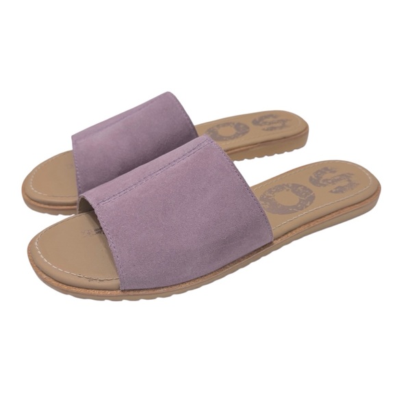 SOREL Womens Ella Block Slide Sandal Shale Purple Soft Suede US Size 10‎